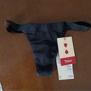 Thinx period underwear NEW WITH TAGS black cotton thong